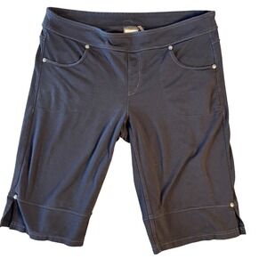 Athleta A-Game Skimmer Shorts Medium Black Supplex Nylon 11" Inseam Yoga Hike